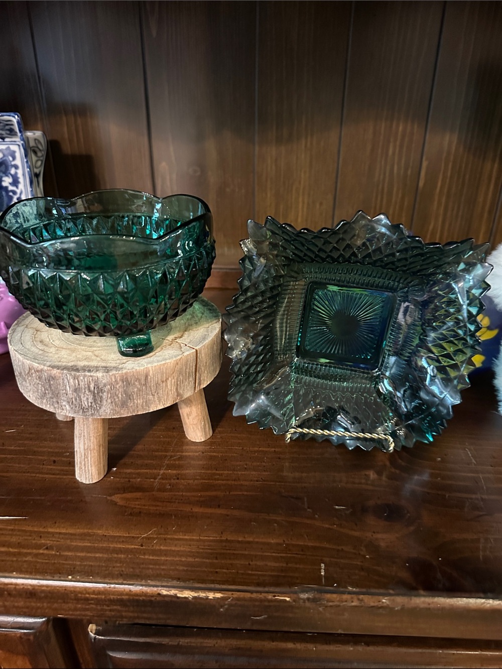 Indiana Glass Emerald Green Pressed Glass Bowls - Set of 2